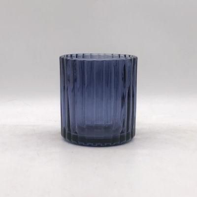 Colorful Vertical Stripes Glass Candle Holder for Decoration