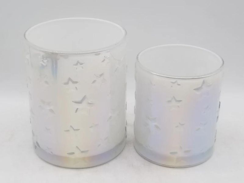 Glass Candle Holder with Irisated Color and Various Size for Decoration