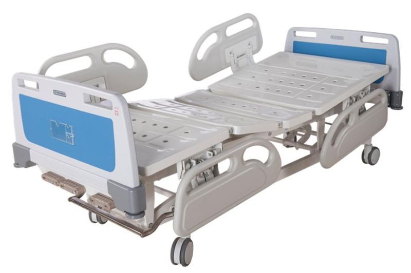 European Style Four Small Guardrails Central Control Casters Integrated Brakes Cold-Rolled Steel Hospital Bed