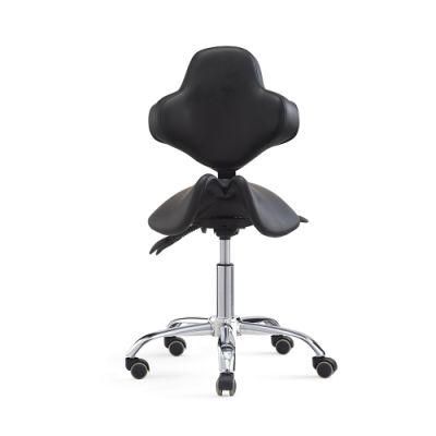 Stylish Hair Cutting Barber Beauty Salon Saddle Stool with Adjustable Back Support