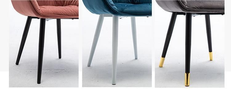 European Design Dining Room Furniture Modrn Restaurant Blue Velvet Steel Leg Dining Chair