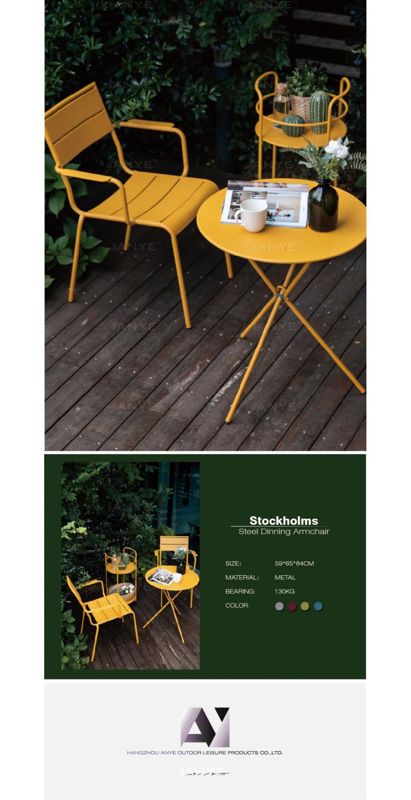 Yellow Firm and Durable Outdoor Cafe Furniture Waterproof Casual Bar Chair Dining Chair