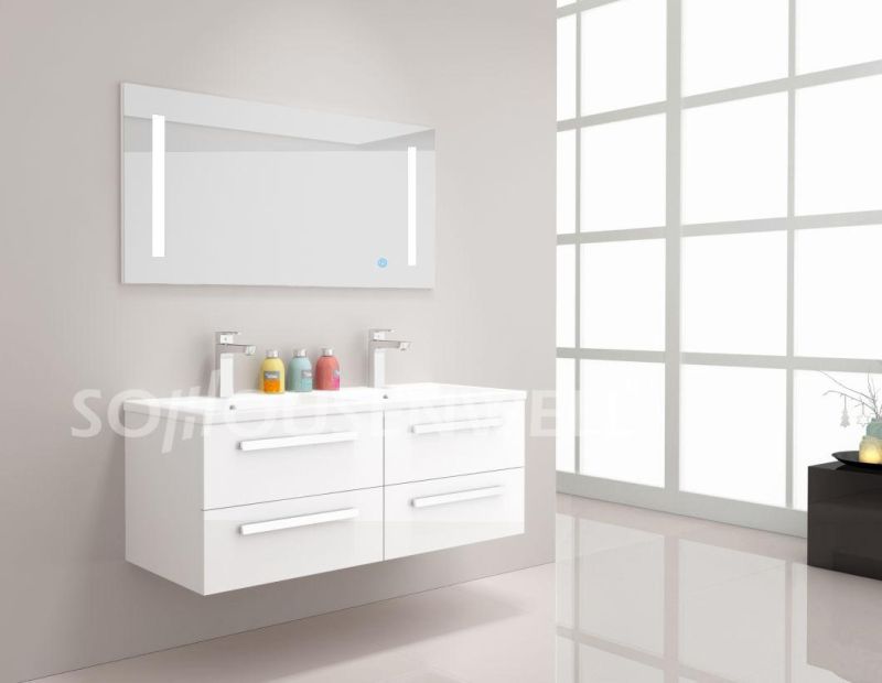 MDF European Style Paint White Laminated Bathroom Cabinet Furniture 4 Drawers Storage Vanity