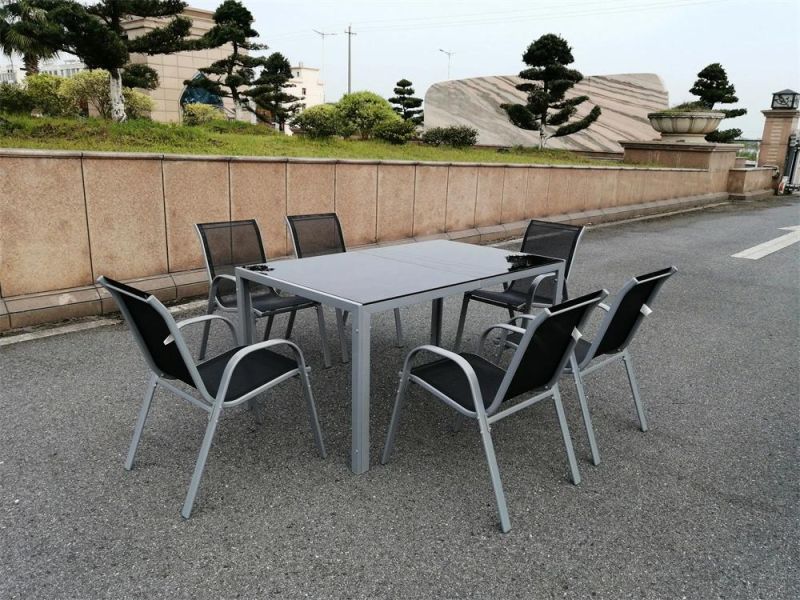 Outdoor Folding Patio Garden 7PCS --Table Dining 6 Textilene Chairs