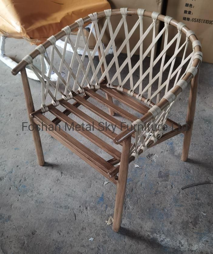 Outdoor Teak Rope Garden Hotel Villa Patio Rattan Wooden Chair