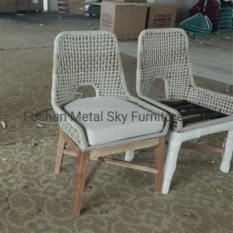 Outdoor Teak Aluminum Wooden Garden Hotel Patio Rattan Rope Chair