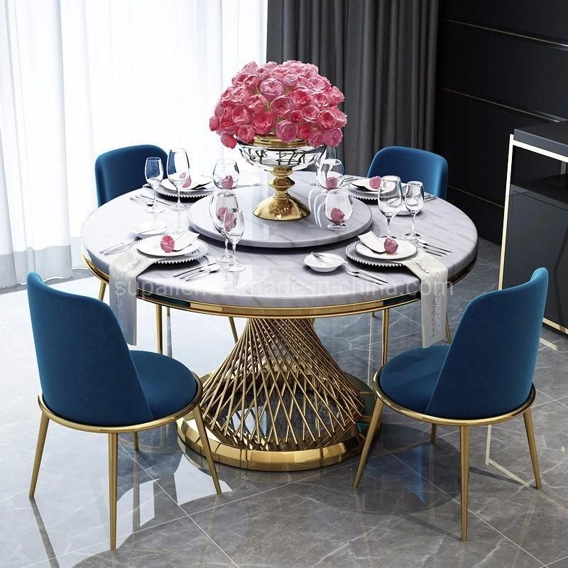 Hot Sale Modern Simple European Style Blue Velvet Dining Chair