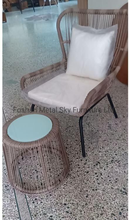 Outdoor Metal Rattan Garden Hotel Villa Leisure Glass Table Chair
