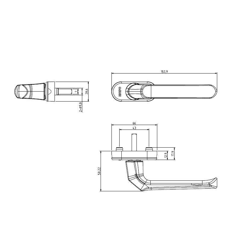 Anodized Silver Aluminium Left Door Handle