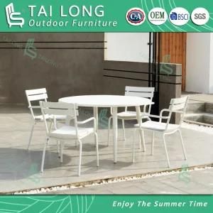 Garden Aluminum Stackable Chair with Cushion Patio Outdoor Furniture Dining Table