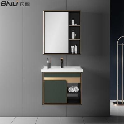 European Style 600mm Aluminum Bathroom Furniture Single Sink Vanity Cabinet with Mirror