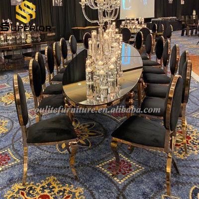 Royal Oval Shape Metal Legs Dining Table for Wedding Banquet