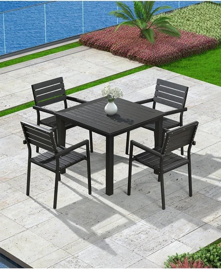Vangarden Rope Aluminum Patio Garden Furniture Dining Table and Chair Set