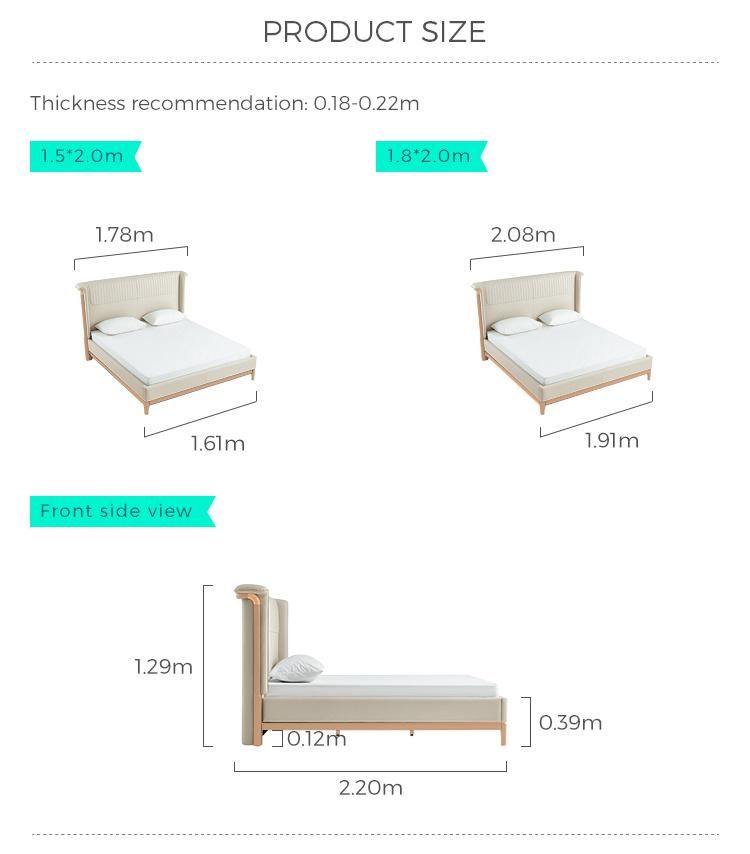 Linsy Modern White Queen Wooden Double King Size Leather Bed Lh008A1