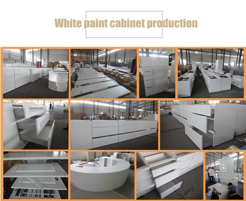 Custom MDF White Painting Lacquer Wooden Kitchen Cabinets Furniture Set