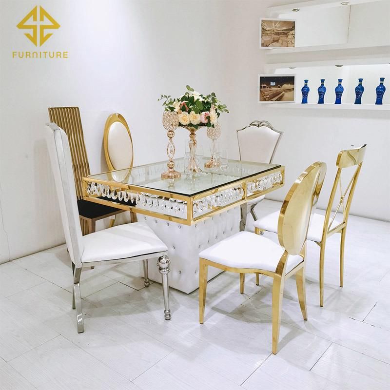 Luxury European Gold Stainless Steel Royal Velvet Upholstered Chair Dining Chair