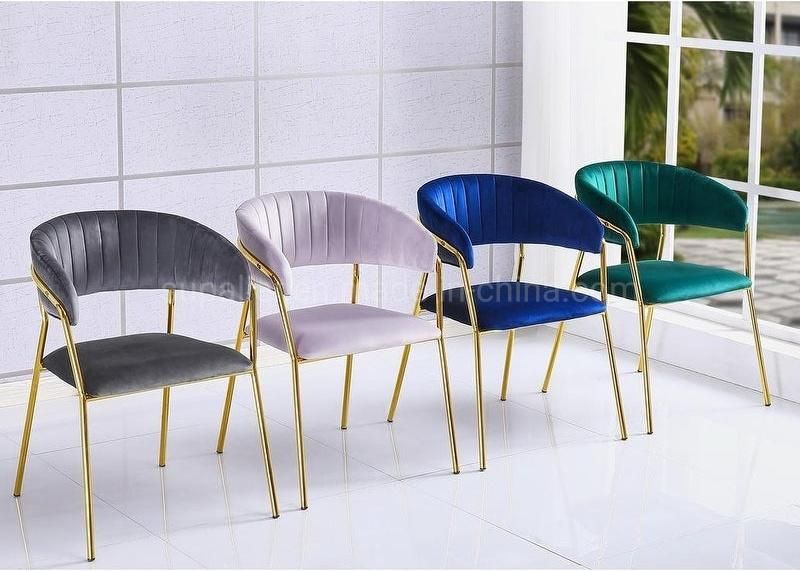 Modern Luxury Gold Frame Velour Chairs For Dining Room Furniture