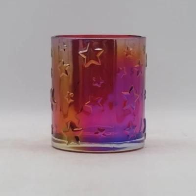 Glass Candle Holder with Irisated Color and Various Size for Decoration