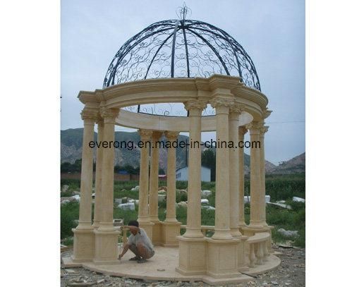 European Style Stone Carving Gazebo Marble Garden Pavilion for Outdoor Decoration
