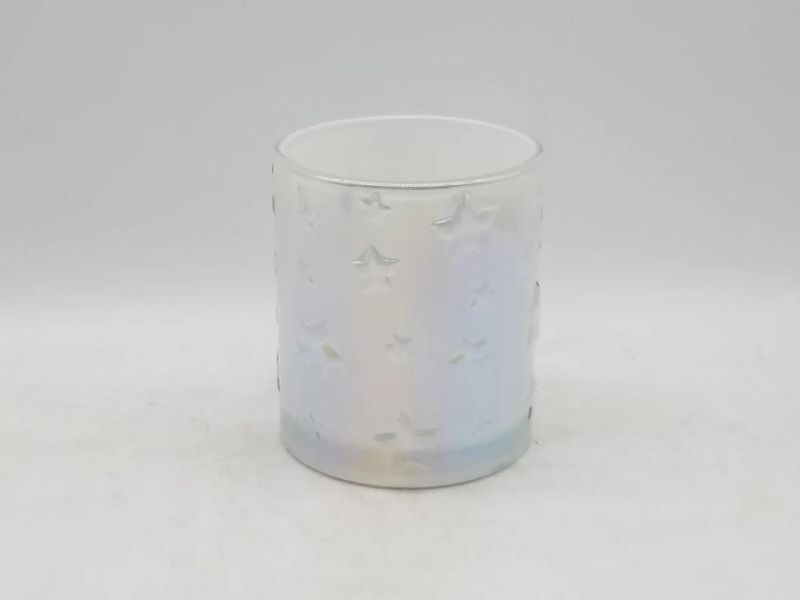 Glass Candle Holder with Irisated Color and Various Size for Decoration