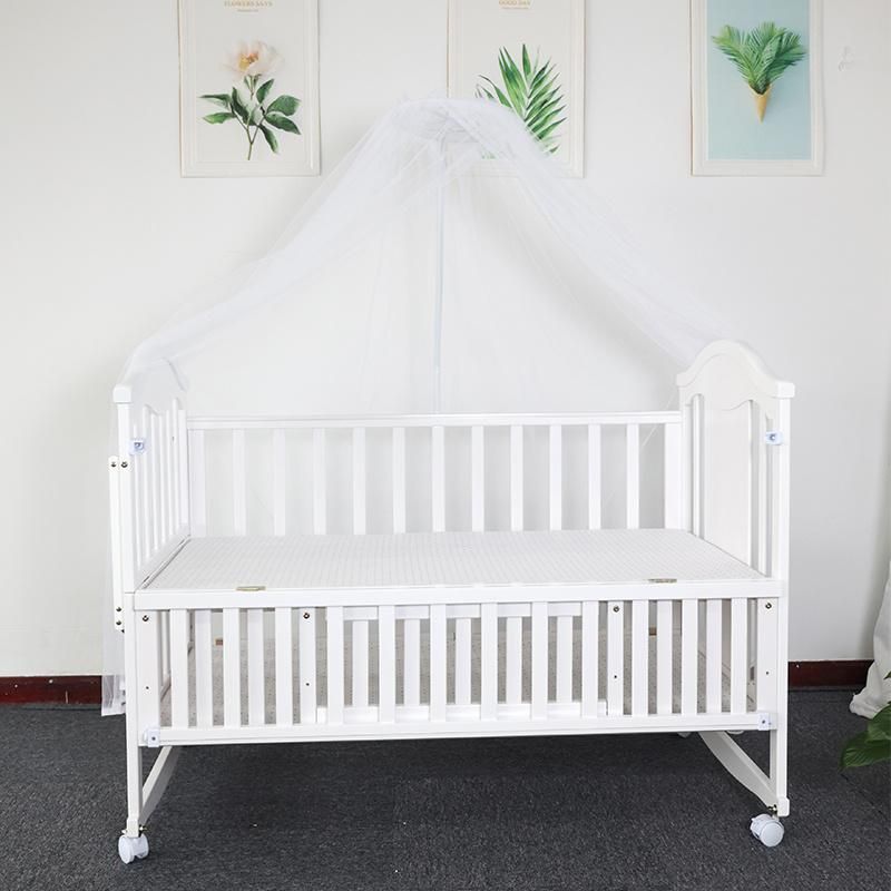 European Quality Portable Fashion Wooden Baby Crib Baby Bed Bedside Crib with Mosquito Net