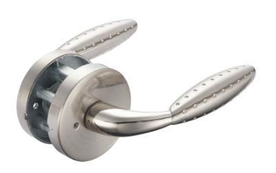 Privacy Door Lock Lever Handle Tubular for Bed and Bath Satin Nickel (Interior Door Lock)