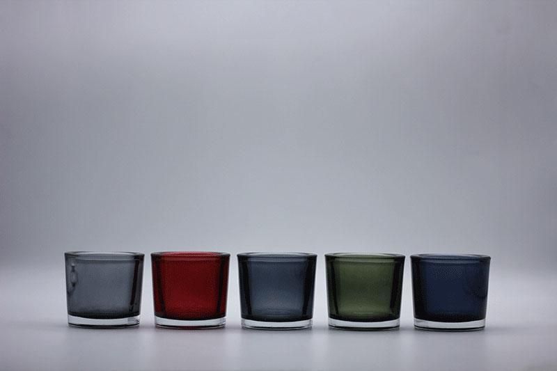 Glass Candle Holder with Various Color and Different Embossed Pattern