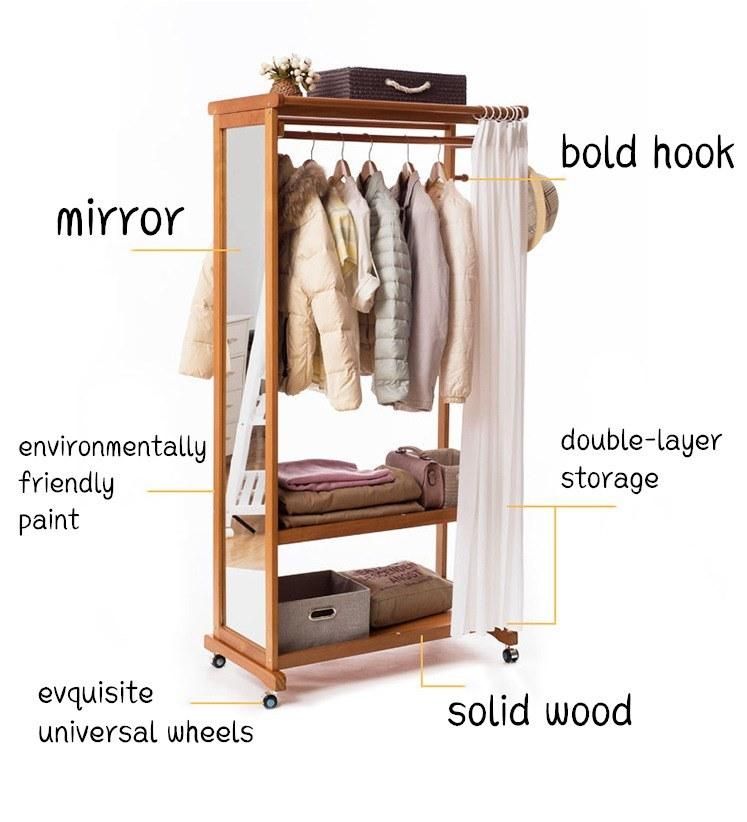 European Style Hanger Whole Body Floor Coat Rack with Mirror Bedroom Hanger