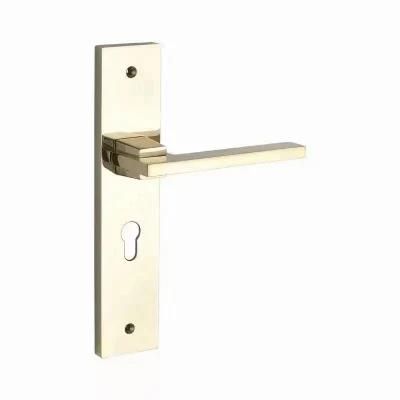 High Quality Zinc Alloy Interior Door Lock Simple Design Black Straight Bar Door Handle on Plate