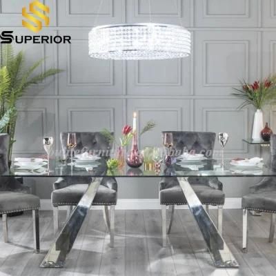 Simple Design Glass Top Dining Table for Home Furniture