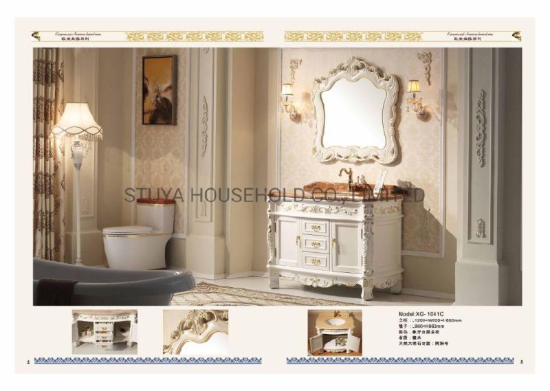 Modern Design Court Style European Standard Furniture Relief Luxurious Solid Wood Bathroom Cabinet