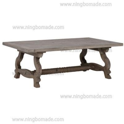 Scandinavian Countryside Style Designed Home Furniture Cold Smoky Grey Reclaimed Fir Wood Curved Coffee Table