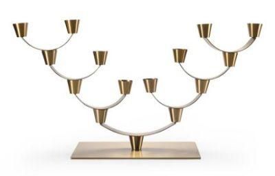 Decorative Tree Shape Gold Candlestick Metal Candle Holders with 15 Heads