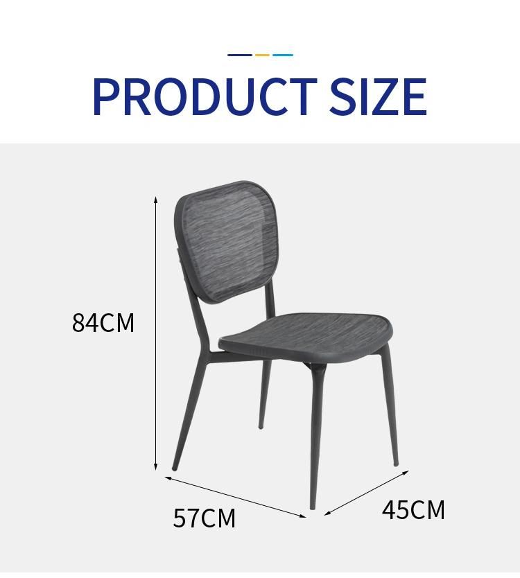 Grey Armless Aluminum Sling Outdoor Cafe Restaurant Bistro Chair