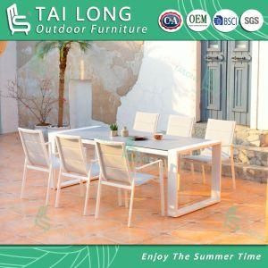 Chinese Outdoor Dining Table with Sling Chair Patio Dining Set Garden Furniture