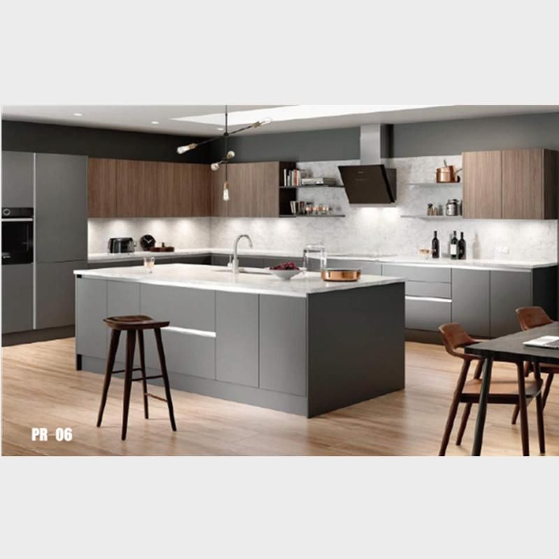 Black Matt Lacquer European Style Bespoke Ready Assemble Modular Islands Handless Cheap
