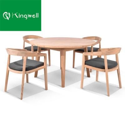 Durable Teak Dining Table Set with 4 Cushion Chairs for Sale