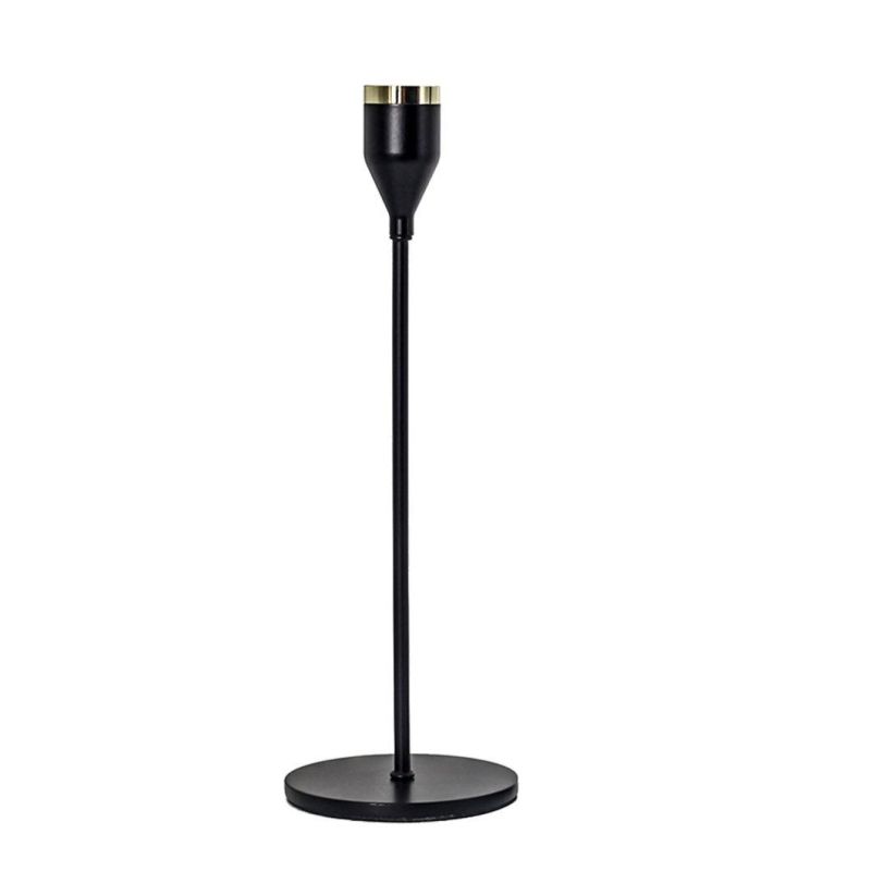 European Style Home Decoration Black Thin Rod Round Bottom Metal Candle Holder