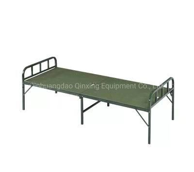 Qx Factory Military Army Style Steel PE Folding Bed