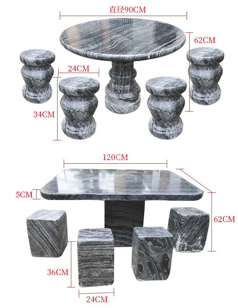 Green Granite Stone Outdoor Park Bench and Table