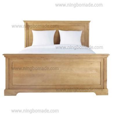 French Classically Constructed Furniture Light Natural Ash Double Size Bed Frame with High Footboard