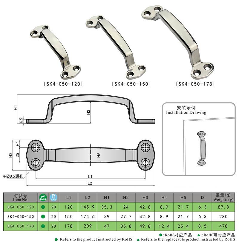 Sk4-050 Stainless Steel Kitchen Cabinet Integrated Door Handle