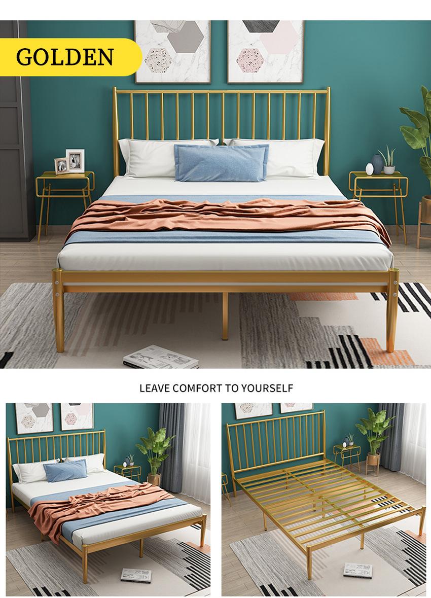 European Style Hotel Bedroom Furniture Dormitory Golden Steel King Sofa Bed