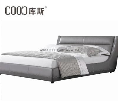 European Style Bedroom Furniture Modern Grey Leather King Bed