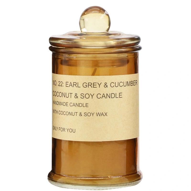 200ml Transparent Straight Tube Candle Cup with Cover Tea Pot Aroma Candle Pot
