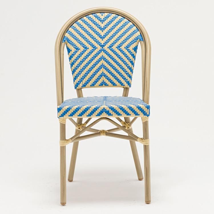 Rattan Chair with Bamboo Aluminum Frame Bistro French Wicker Chair