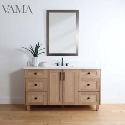 Vama 60 Inch High Quality European Style Hotel Furniture Solid Wood Bathroom Vanity with Single Sink A220660s