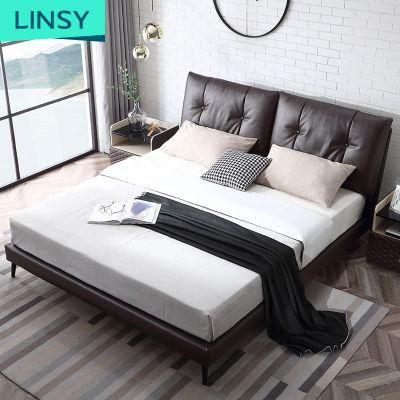 Linsy European Style Black White Blue Gray Double Modern Leather Beds Rag1a