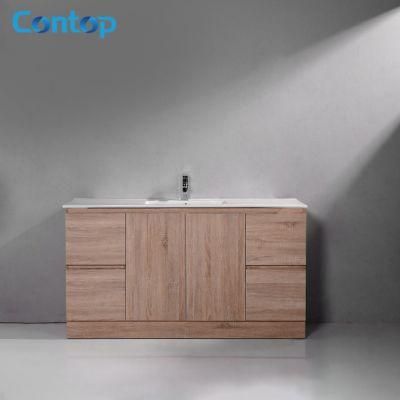 Customized Modern Popular Single Sink Wood Furniture Brown Bathroom Vanity