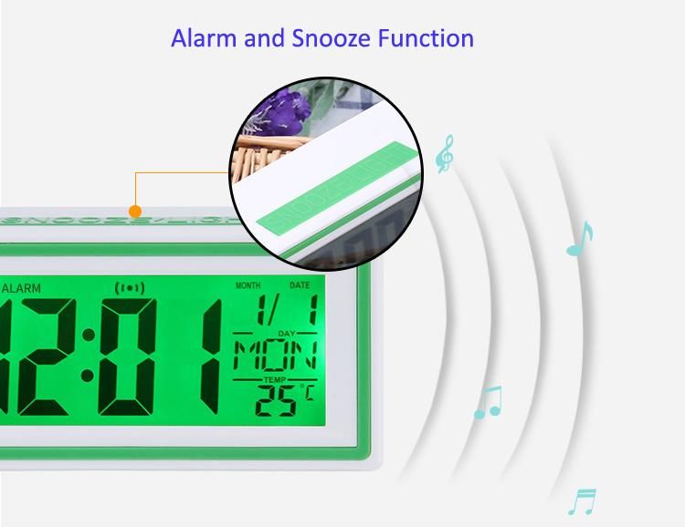 Desk Alarm Clock with Voice Activated Backlight and Calendar for Gift